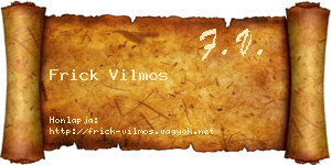 Frick Vilmos névjegykártya